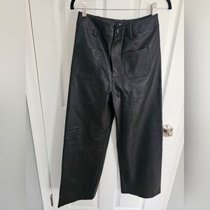 Black faux leather pants